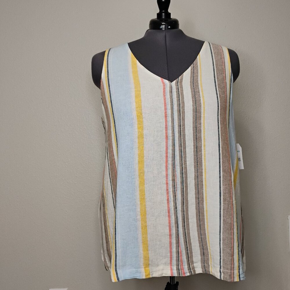Time and Tru Women's Plus Size Striped Sleeveless Tank Top –XXXL/3XG (22) NWT